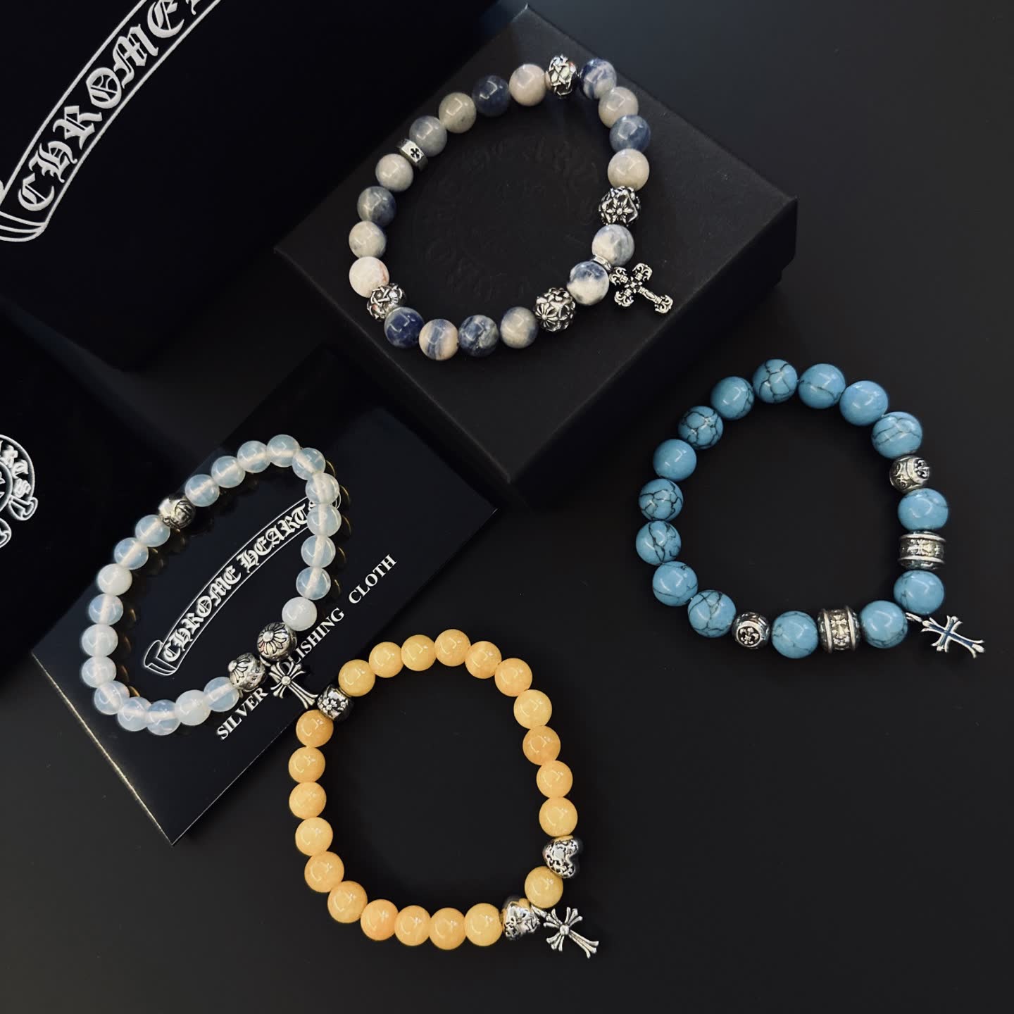 Chrome Hearts Chrome Heart Silver Beaded Bracelets